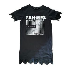 TopShop: FANGIRL oversized T-Shirt: Double Sided Cute Graphic Tee: Size 2